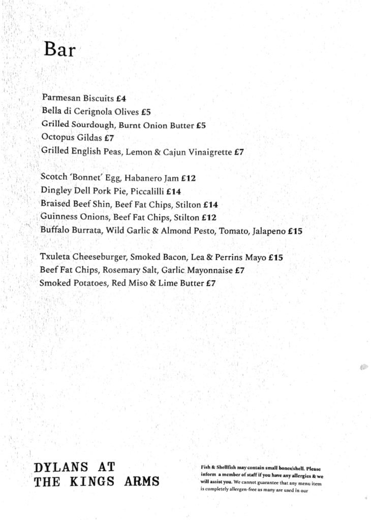 Bar Menu